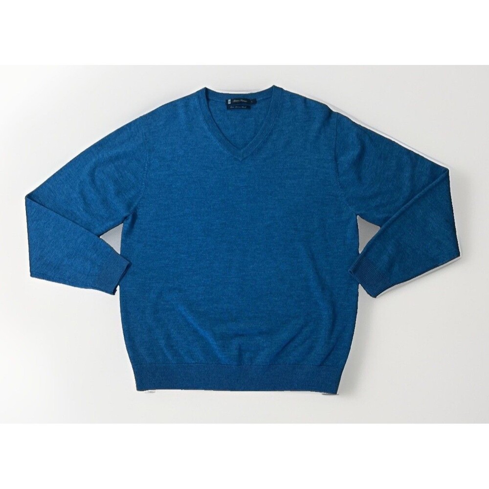 Bruno Ferraro Men Sweater Large Green Merino Wool Italian Luxury